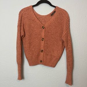 moon & madison Women’s Size XS Dusty Rose Pink Red Button Down Cardigan Sweater